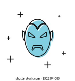 Black Vampire icon isolated on white background. Happy Halloween party.  Vector Illustration