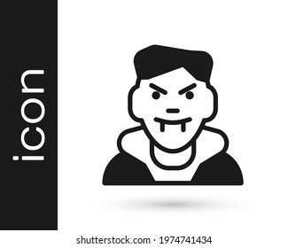 Black Vampire icon isolated on white background. Happy Halloween party.  Vector