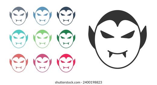Black Vampire icon isolated on white background. Happy Halloween party. Set icons colorful. Vector