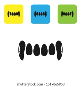 Black Vampire teeth icon isolated on white background. Happy Halloween party. Set icons colorful square buttons. Vector Illustration