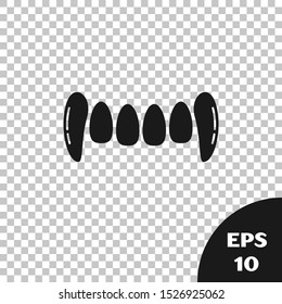 Black Vampire teeth icon isolated on transparent background. Happy Halloween party.  Vector Illustration