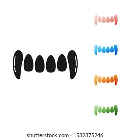 Black Vampire teeth icon isolated on white background. Happy Halloween party. Set icons colorful. Vector Illustration