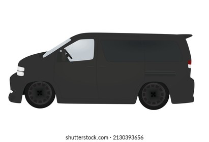 Black van. side view. vector illustration