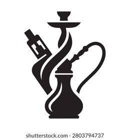Black vape hookah logo vector art design illustration