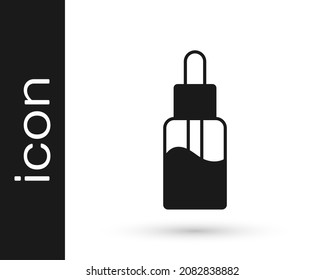 Black Vape liquid bottle for electronic cigarettes icon isolated on white background.  Vector