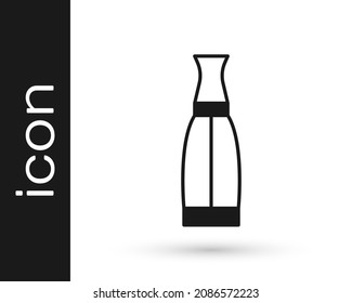 Black Vape liquid bottle for electronic cigarettes icon isolated on white background.  Vector