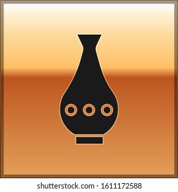 Black Vase icon isolated on gold background.  Vector Illustration