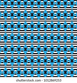 black vase shape on blue diamond shape pattern black white horizontal striped background vector illustration image