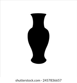 Black vase silhouette isolated on white background. Black vase icon vector illustration.