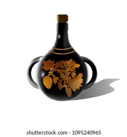 Black vase. Vector. Gold textures.
Illustration can be used in the internet shop, 
advertisements, banners, websites, stickers, labels.
Wine icon.
