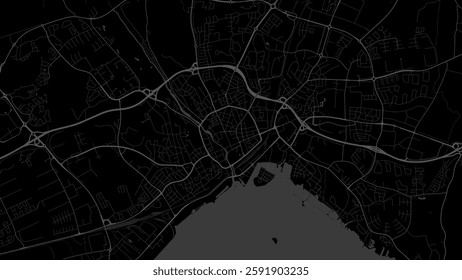 Black Vasters map, Sweden. Vector city streetmap, municipality area.