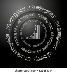 Black vector abstract background with the words risk management and diagram