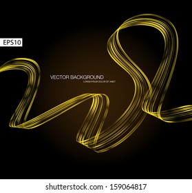 Black vector abstract dynamic ribbon wave background