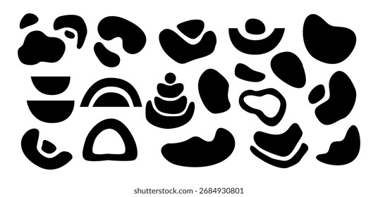 Vector negro de Formas boho geométricas abstractas en estilo simple.