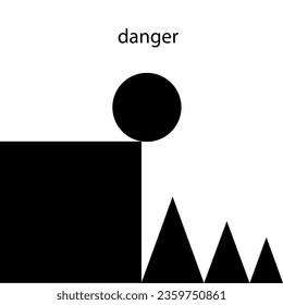A Black Vector abstract geometric figures isolated on a white background symbol danger with lettering Danger