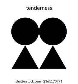 Black Vector abstract geometric figures isolated on a white background symbol love or tenderness with lettering Tenderness