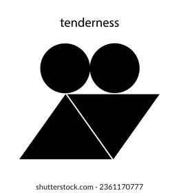 Black Vector abstract geometric figures isolated on a white background symbol love or tenderness with lettering Tenderness