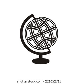 Black vector abstract globe icon on white background