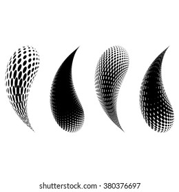 Black vector abstract halftone drop like icons collection