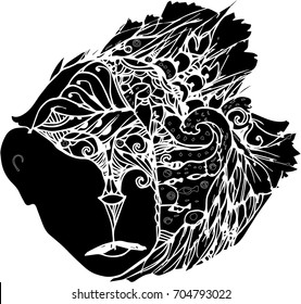 black vector of abstract line art design