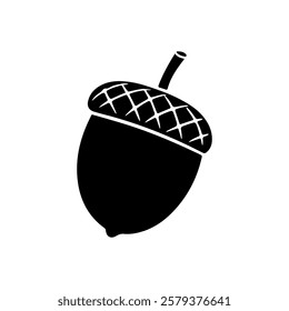 Black vector acorn icon flat illustration design.