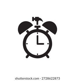 Schwarzes Vektorwecker-Symbol für Erinnerungszeit