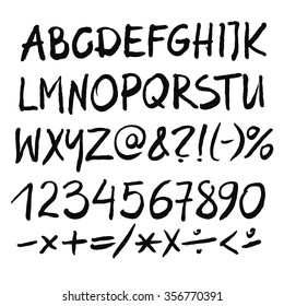 Black vector alphabet written with a pen. 