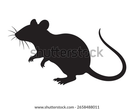 Black vector animal silhouette of a mouse	