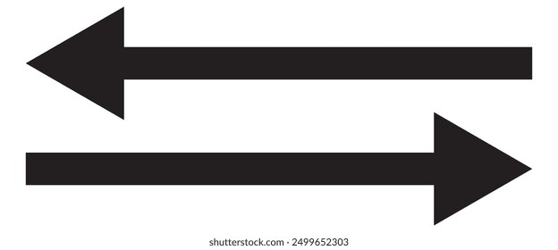 Black vector arrow icon Vector illustration design. Right direction and left direction arrow icon.