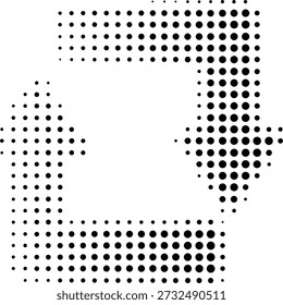 Iconos de flecha de Vector negro. Cursor. Signo de flechas. Flechas simples modernas. Icono de flecha medio tono hecho de puntos sobre fondo blanco. Fondo transparente