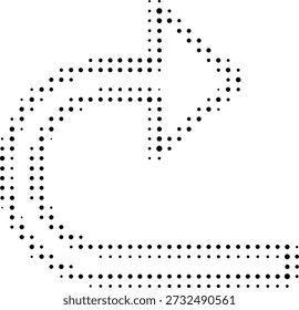 Iconos de flecha de Vector negro. Cursor. Signo de flechas. Flechas simples modernas. Icono de flecha medio tono hecho de puntos sobre fondo blanco. Fondo transparente
