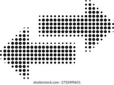 Iconos de flecha de Vector negro. Cursor. Signo de flechas. Flechas simples modernas. Icono de flecha medio tono hecho de puntos sobre fondo blanco. Fondo transparente
