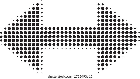 Black vector arrow icons. Cursor. Arrows sign. Modern Simple Arrows. Arrow Icon halftone made of dots on white background. Transparent background