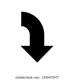 Black vector arrow isolated on white background.