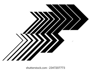 Black vector arrow on a white background. Universal pattern for a sticker on a vehicle, car, bus, SUV, toys, a pattern on sportswear, web design, interior design, printing. Abstract vector background. svg