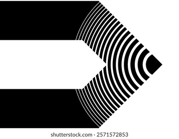 
Black vector arrow on white background in Bauhaus style. Design element. Pointer, Navigation. Modern vector background