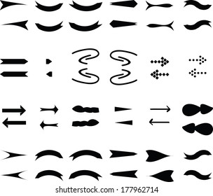 Black Vector Arrows Icons Set.