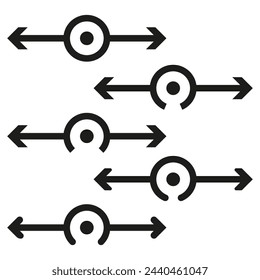 Black vector arrows indicating data transfer or movement directions. Vector illustration. EPS 10.