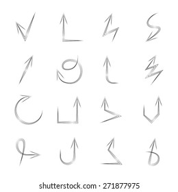 black vector arrows on white background
