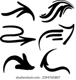 Black vector arrows, vector pointers set. Icons, vector illustration