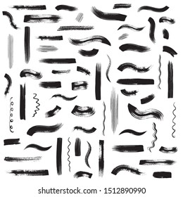 Black vector art brush strokes huge collection isolated