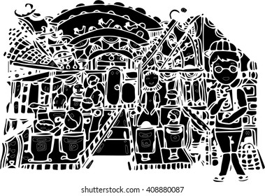 black vector art of hand draw design
