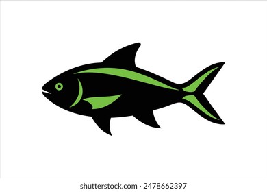 A black vector artwork illustration depicting the silhouette of a Green Neon Tetra fish.