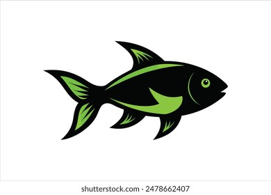 A black vector artwork illustration depicting the silhouette of a Green Neon Tetra fish.