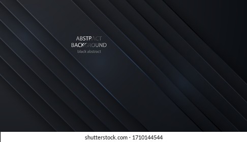  Black vector background abstract lines. Design geometrical black texture. Abstract 3d background with black paper layers.