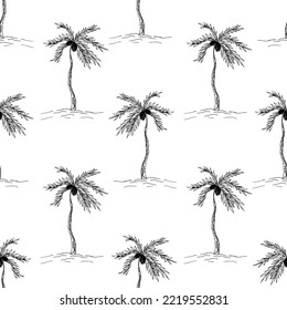 Black  vector background with coconut palm.