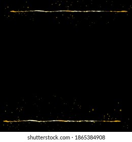 black vector background with gold sparkles and gold brush line vectors, digitally created on a tablet, empty frame vector, party invitation vector, minimalist design, galaxy vector