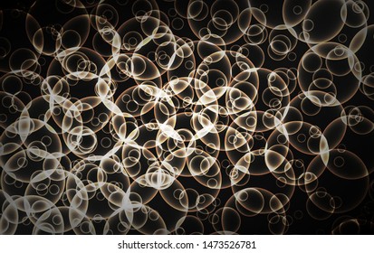 Black vector background And the golden light circle