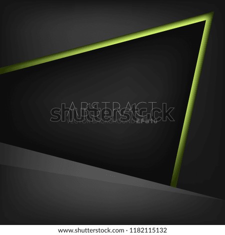 Black vector background with green triangle line geometric and space for text and background design