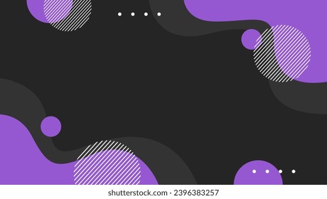 Fondo vectorial negro con formas violetas y formas geométricas blancas, adecuado para papel tapiz, diseño de afiches, pancarta, cubierta, plantilla y otros